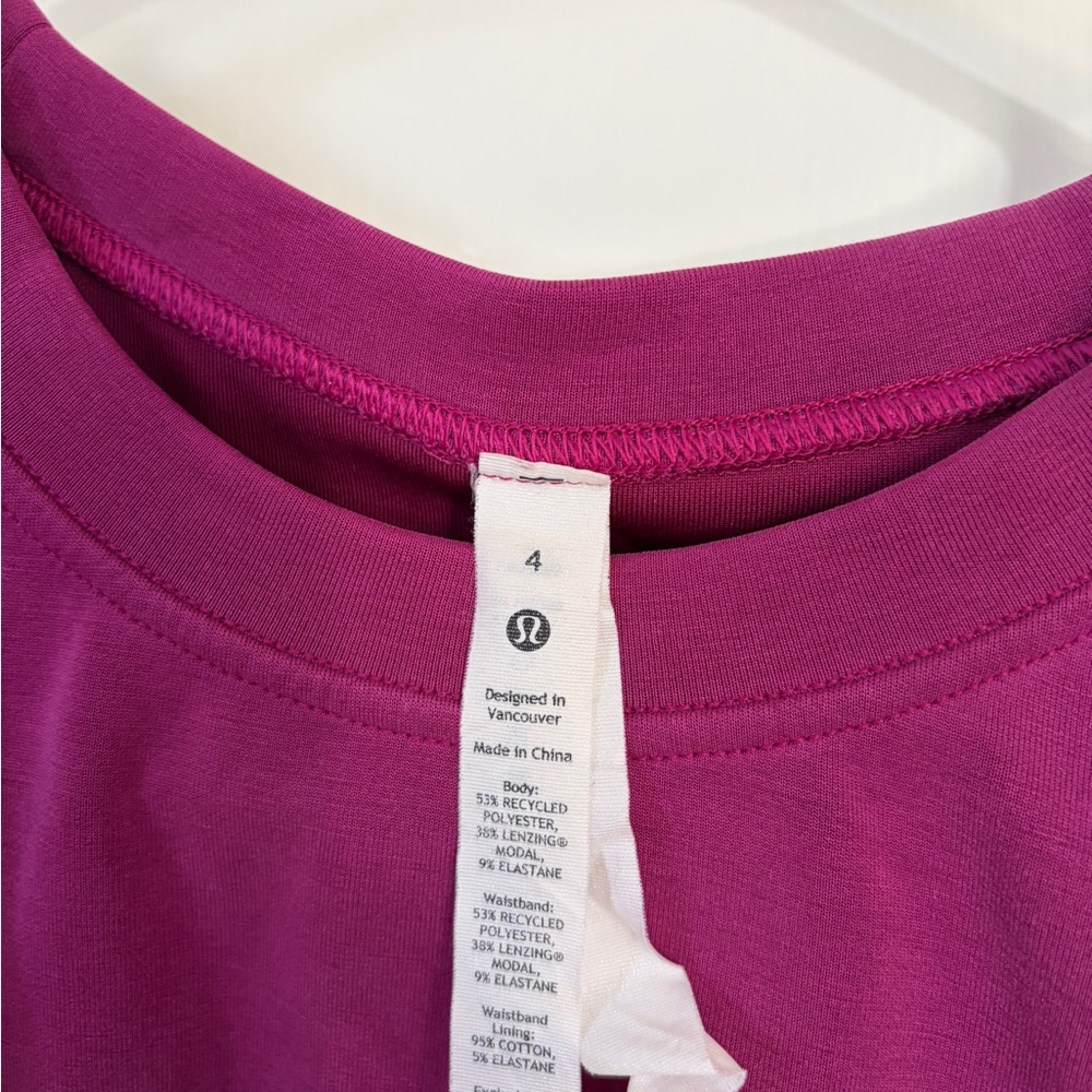 Women’s Crop Sweatshirt - Magenta Short Sleeve Top - Picture 3 of 3